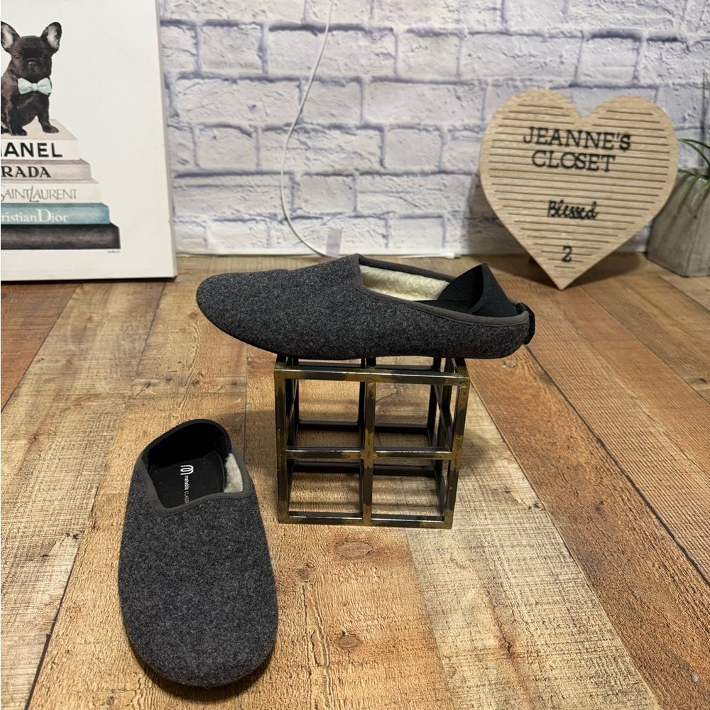 Mahabis Classic Slipper Shoes gray wool felt EU 40